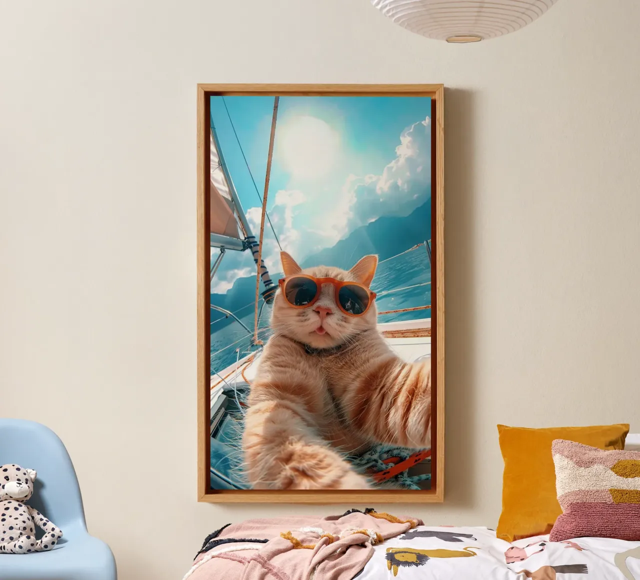 cool cat in boat canvas met Baklijst van jasnet