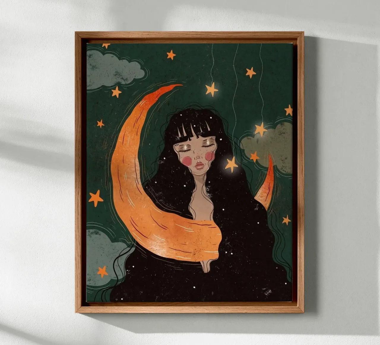 girl moon through canvas met Baklijst van jasnet