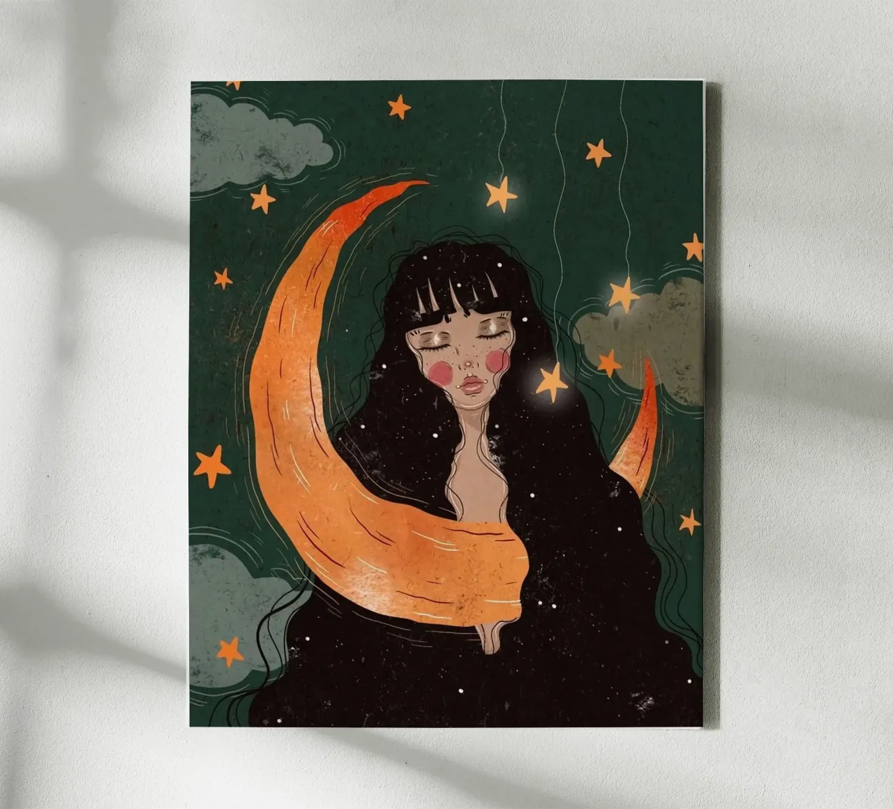 girl moon through canvas met Baklijst van jasnet