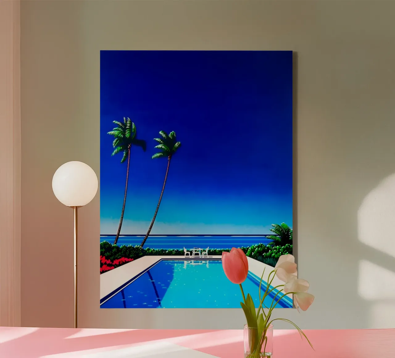 Swimming Pool by the Beach canvas with Floater frame by Michael Mares