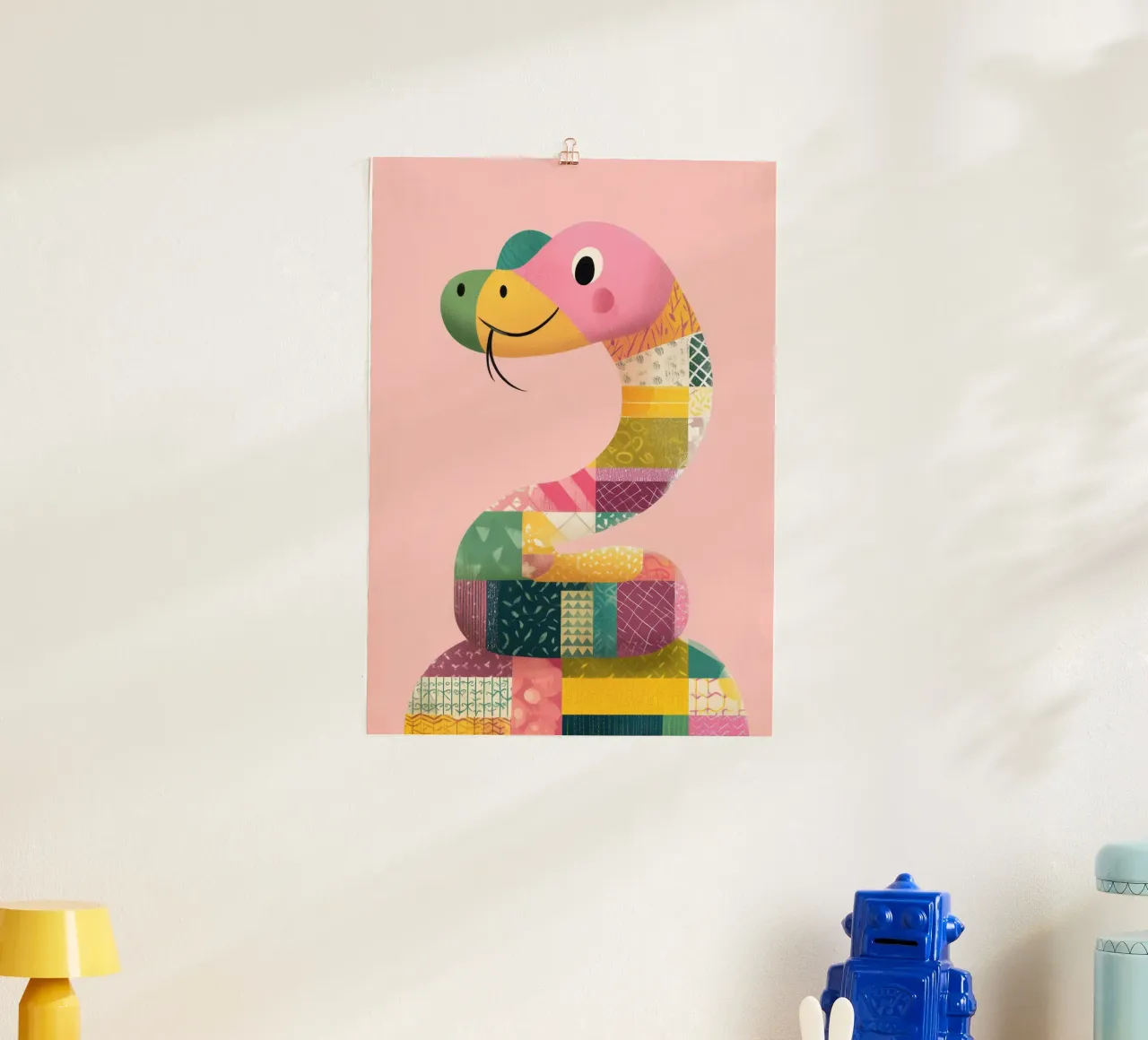 Smiling Snake Friend Poster mit Holzrahmen von Kiara