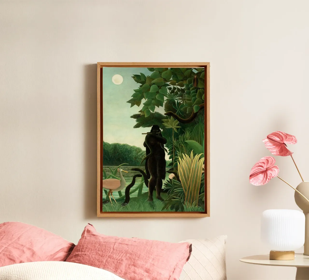 Gorilla spielt Flöte Leinwand mit Schattenfugenrahmen von taylor shop