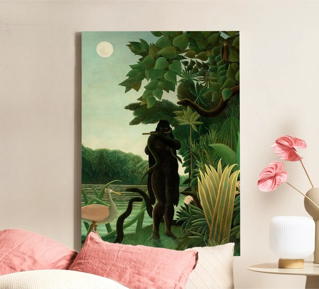 Gorilla spielt Flöte Leinwand mit Schattenfugenrahmen von taylor shop
