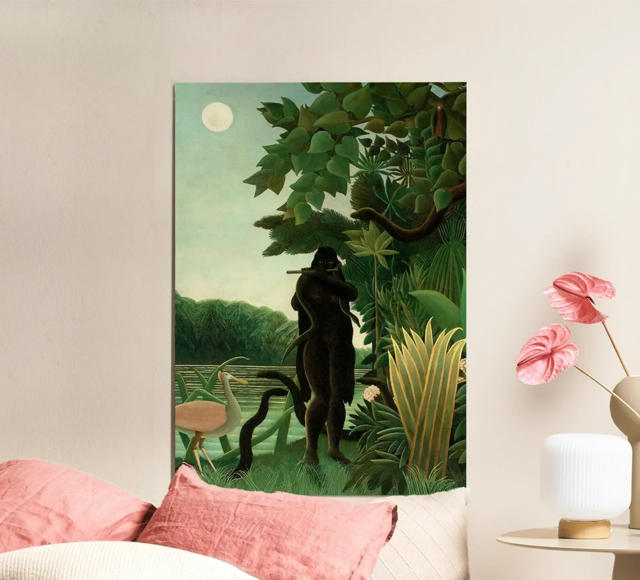 gorilla che suona il flauto poster con telaio in alluminio da taylor shop