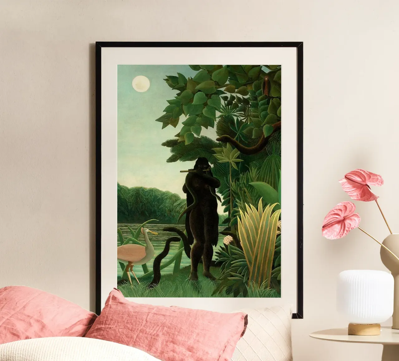 gorilla che suona il flauto poster con telaio in alluminio da taylor shop