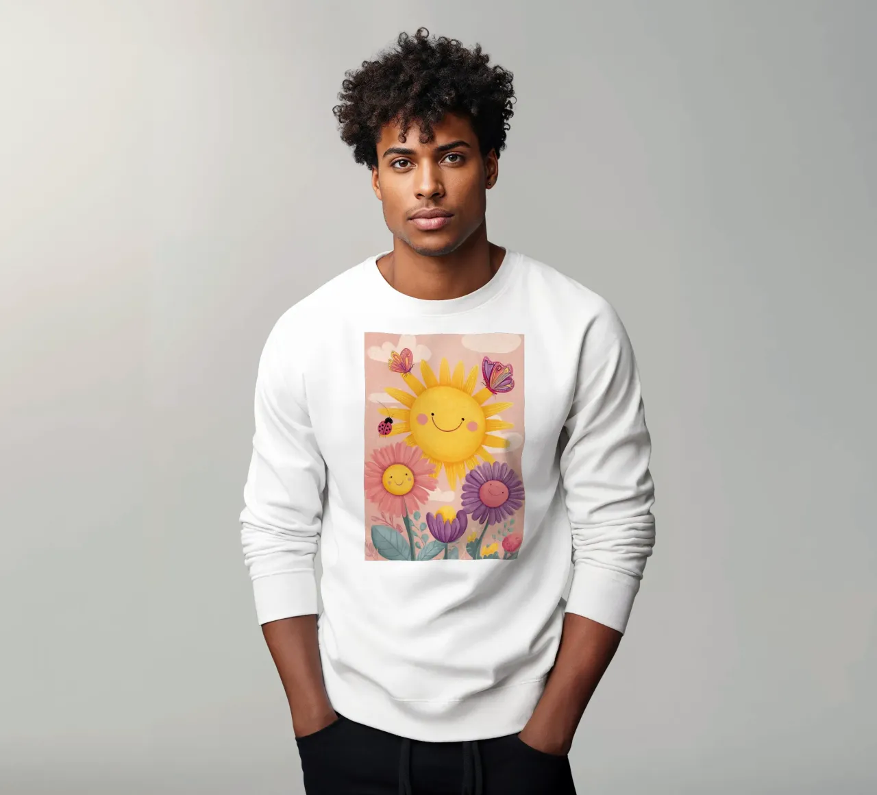 Smiling Sun and Happy Flowers felpa da Kiara