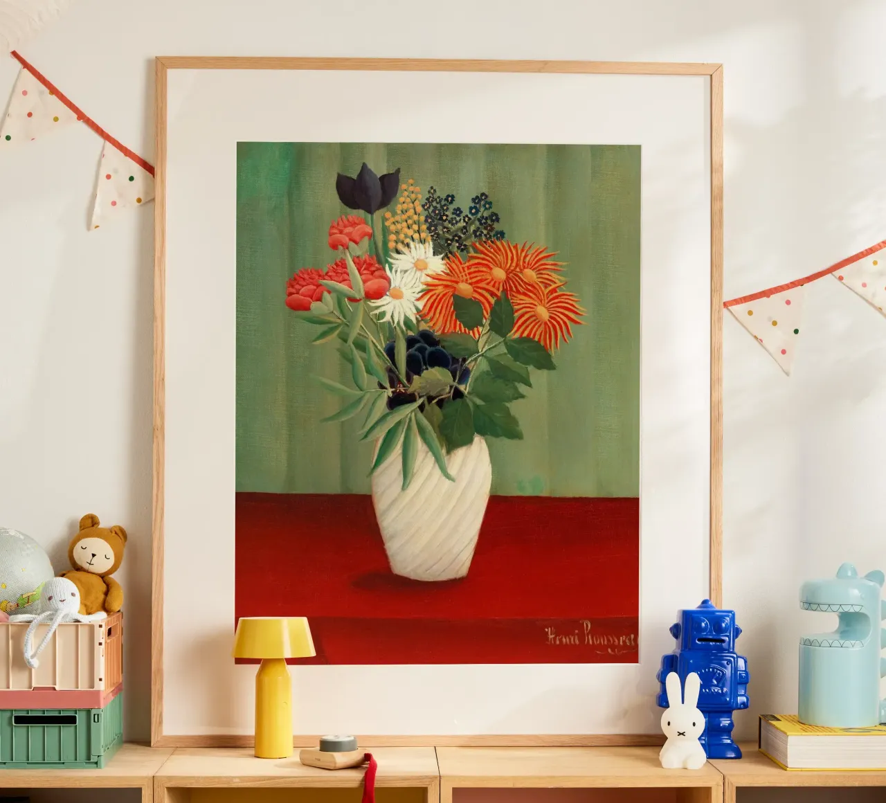 composizioni floreali decorative all'interno della casa poster con telaio in legno da taylor shop