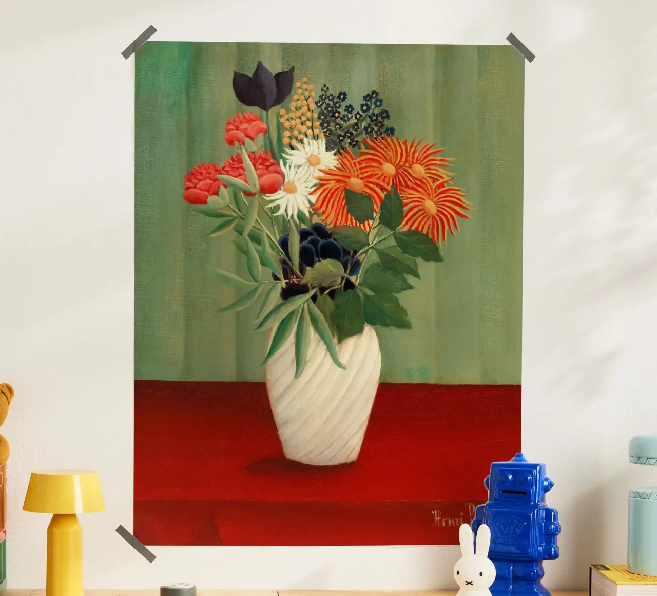composizioni floreali decorative all'interno della casa poster con telaio in legno da taylor shop
