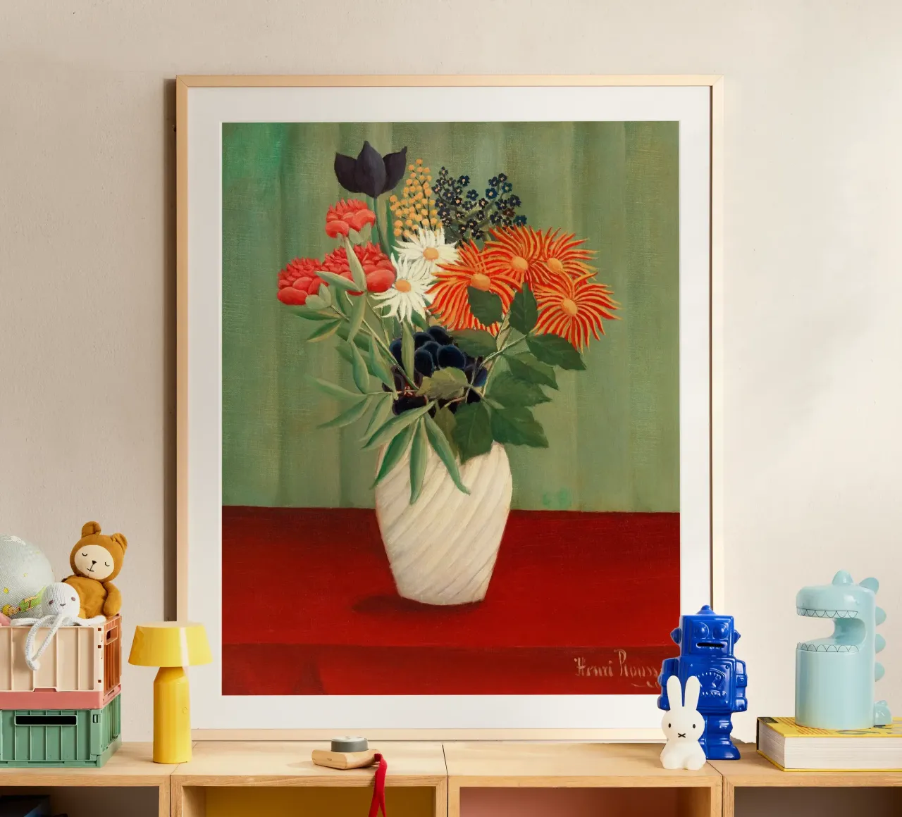 composizioni floreali decorative all'interno della casa poster con telaio in legno da taylor shop