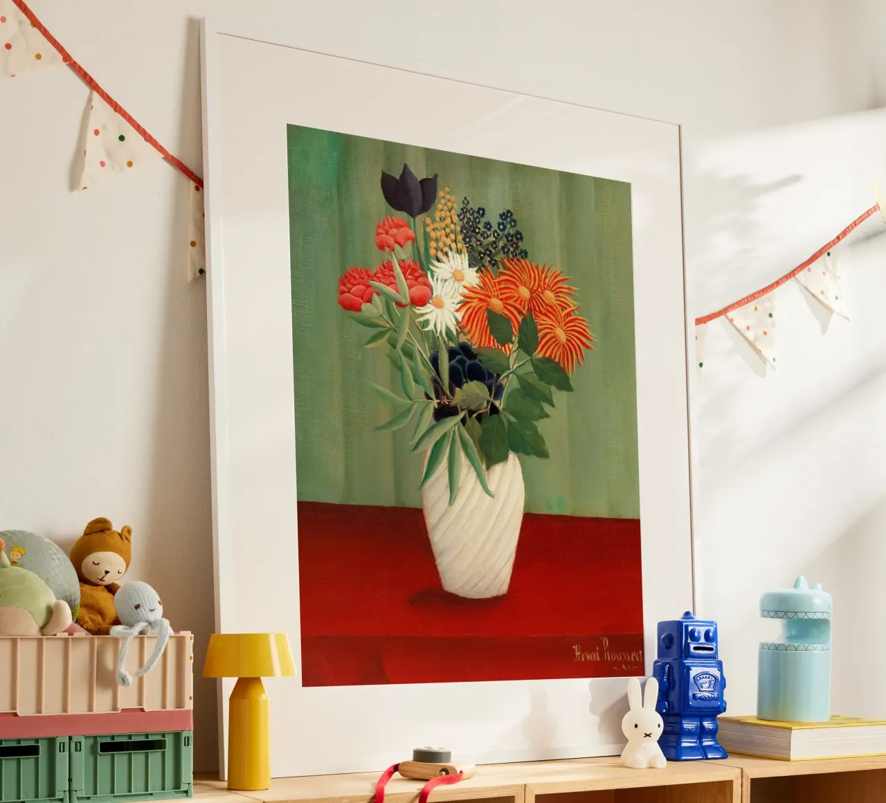 composizioni floreali decorative all'interno della casa poster con telaio in legno da taylor shop