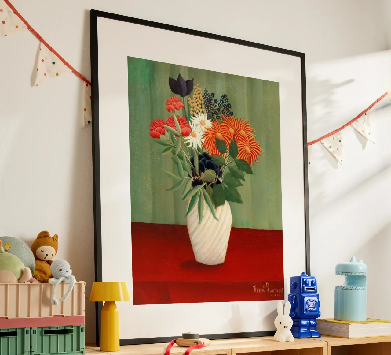 composizioni floreali decorative all'interno della casa poster con telaio in legno da taylor shop