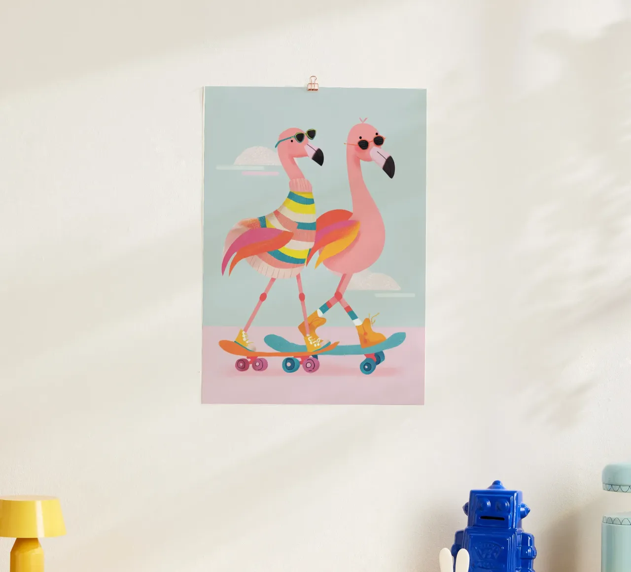 Sunny Skate Flamingos poster da Kiara