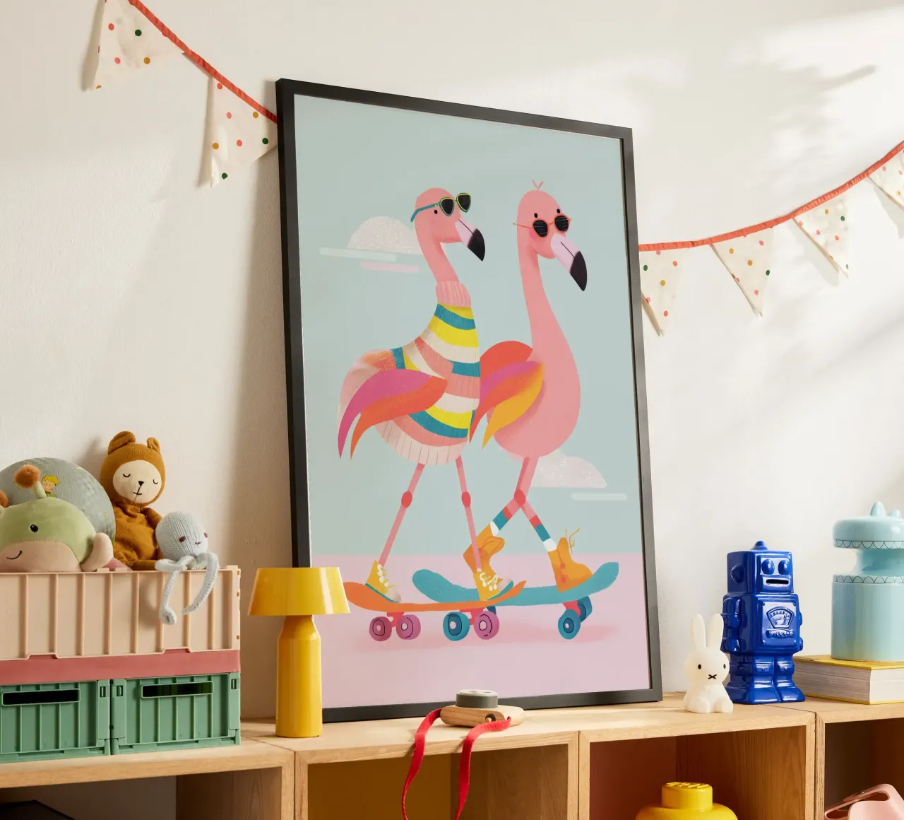 Sunny Skate Flamingos poster da Kiara