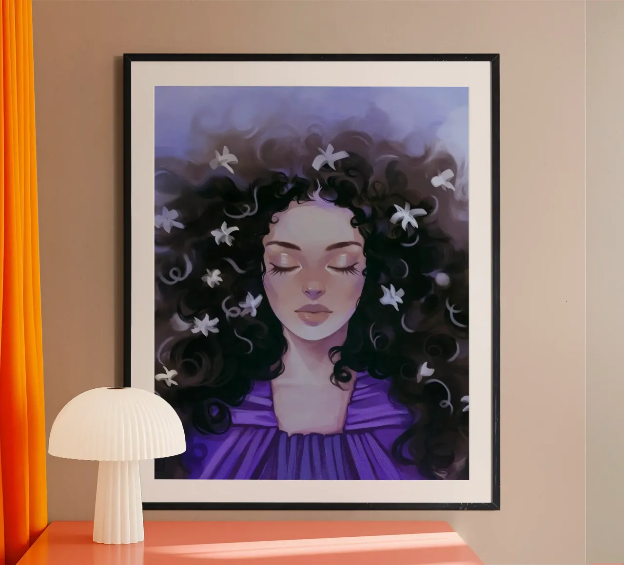 girl with big curve hair poster da vicgaler