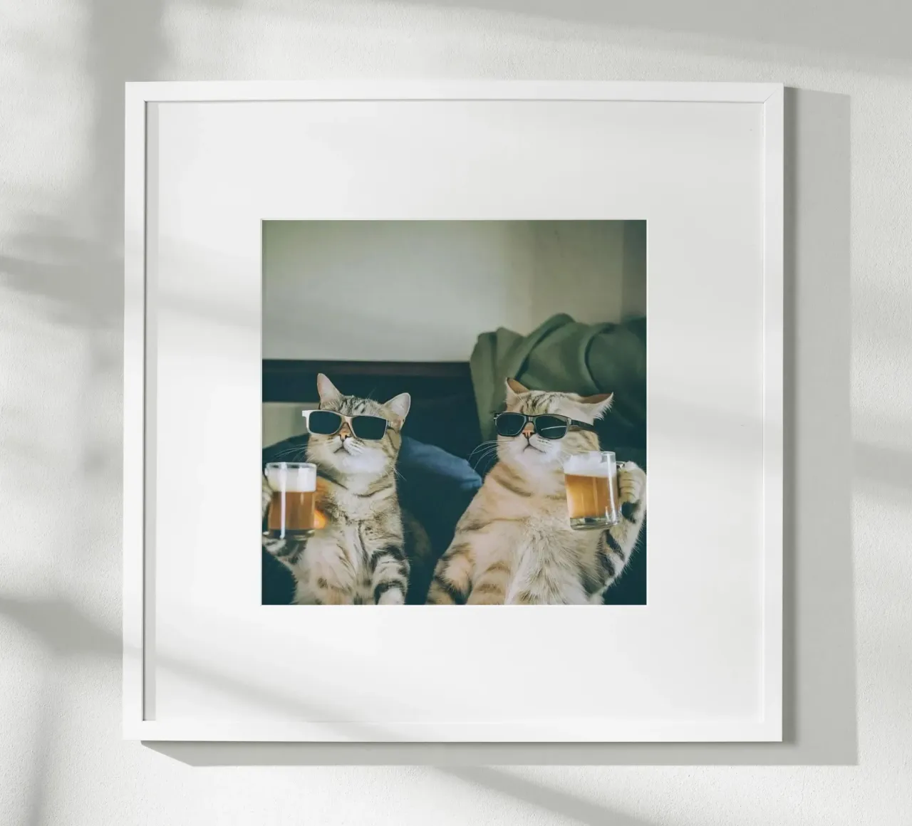 cats cheer beer poster con telaio in plastica da vicgaler