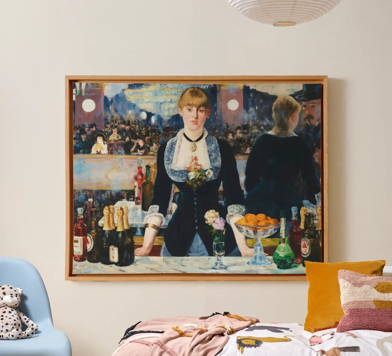 A Bar at the Folies-Bergère - Édouard Manet canvas with Floater frame by Venus Art