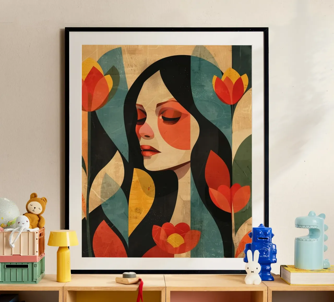 shape piece girl with flower poster da vicgaler