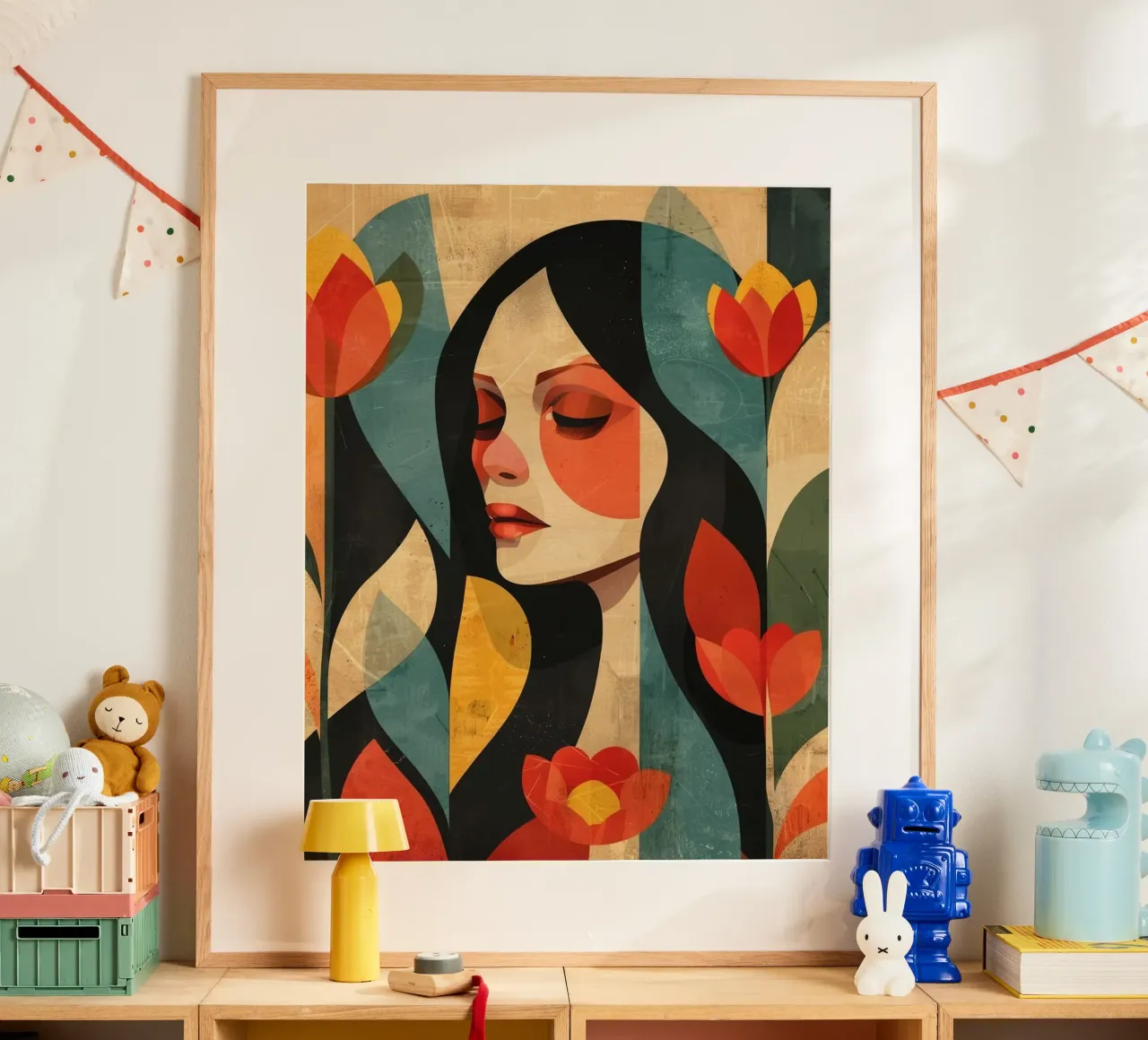 shape piece girl with flower poster da vicgaler