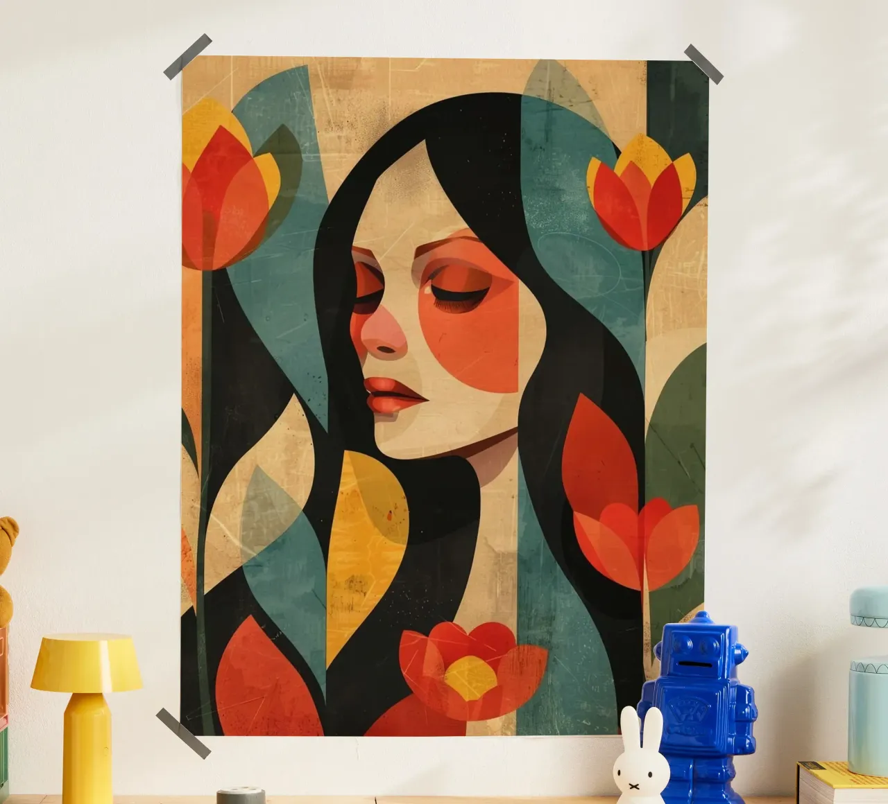 shape piece girl with flower poster da vicgaler