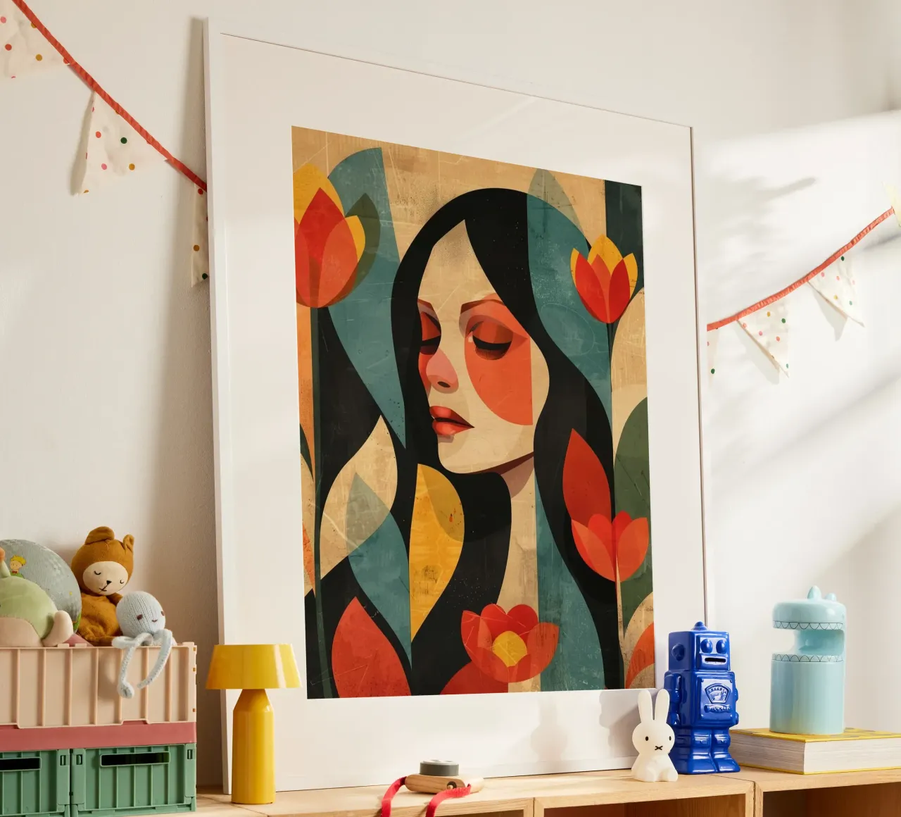 shape piece girl with flower poster da vicgaler