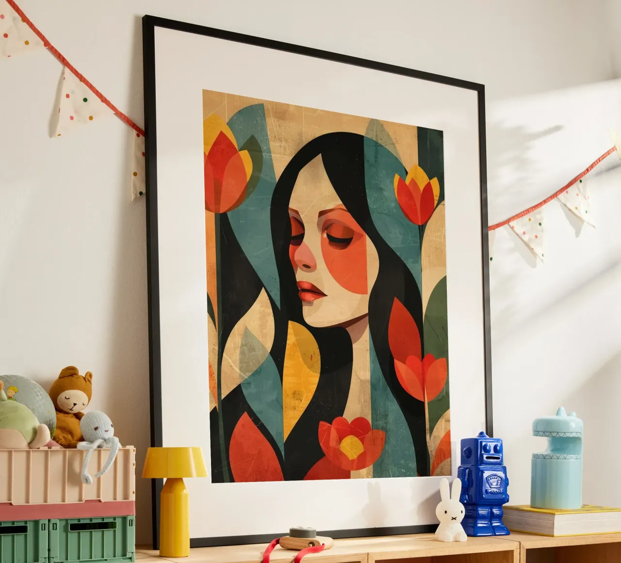 shape piece girl with flower poster da vicgaler