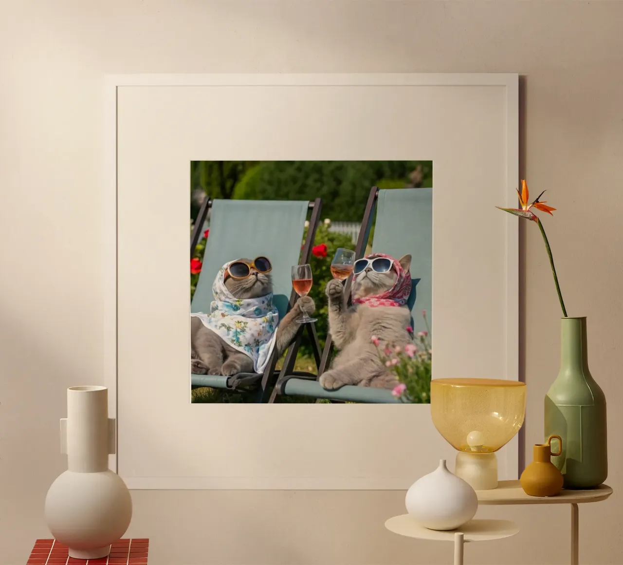 cats cheer poster con telaio in alluminio da jasnet
