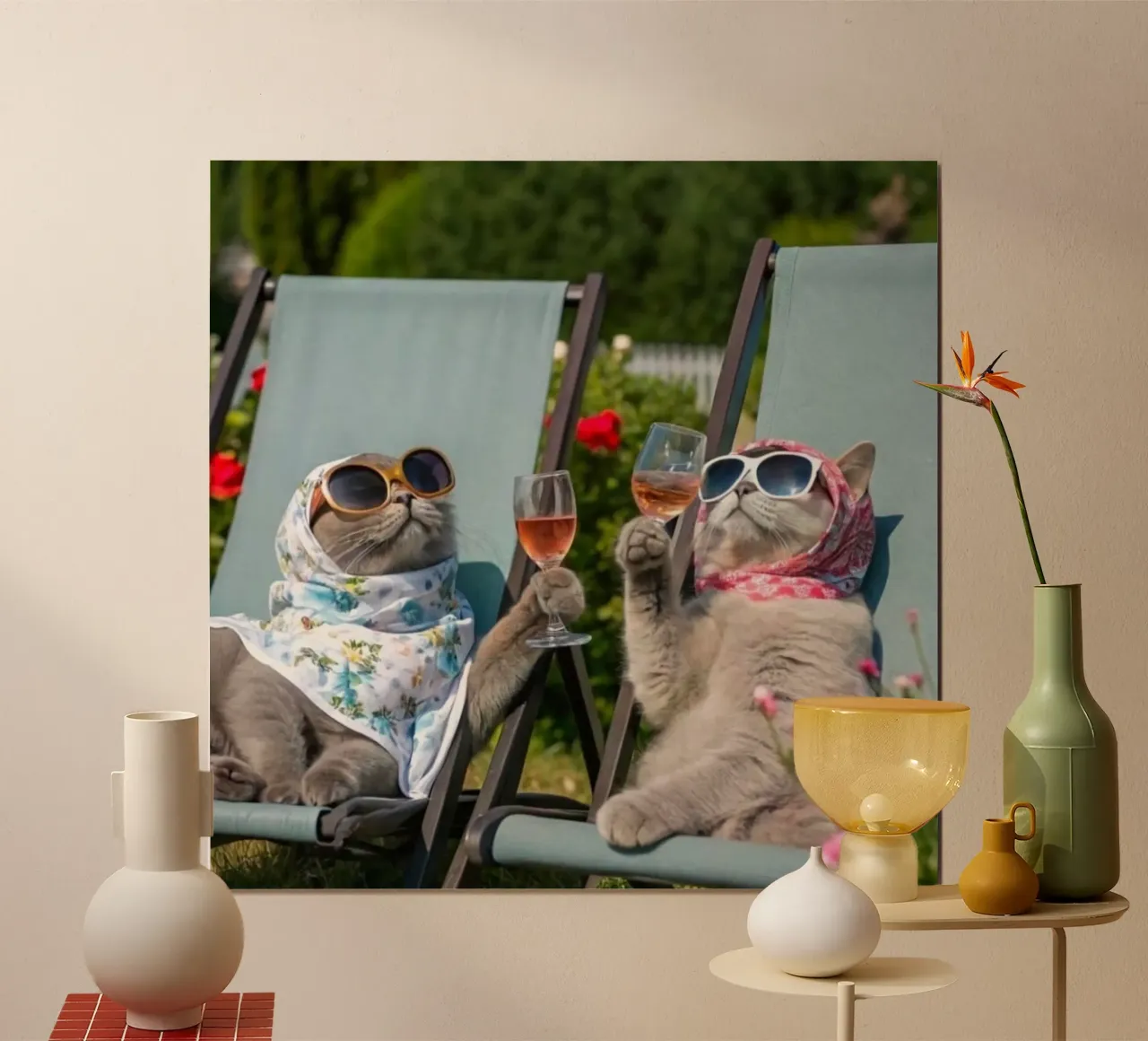 cats cheer poster con telaio in alluminio da jasnet