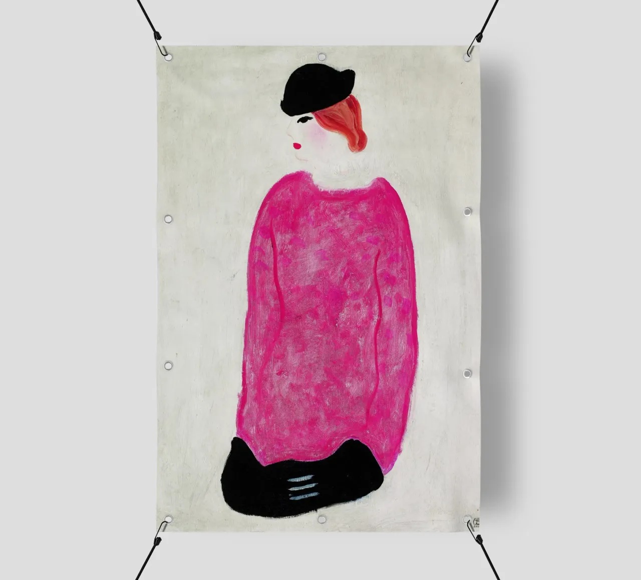 Donna in rosso - Chang Yu (Sanyu) telo in pvc da Classic Art Prints