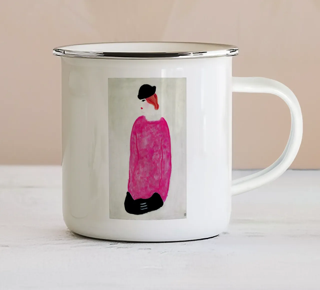 Donna in rosso - Chang Yu (Sanyu) tazza in smalto da Classic Art Prints