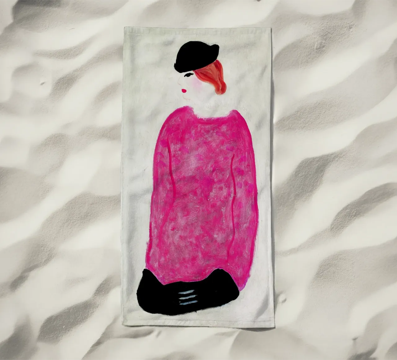 Donna in rosso - Chang Yu (Sanyu) telo mare da Classic Art Prints