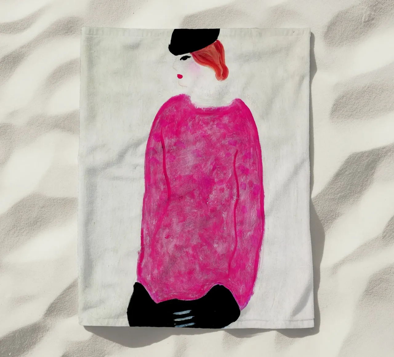 Donna in rosso - Chang Yu (Sanyu) telo mare da Classic Art Prints