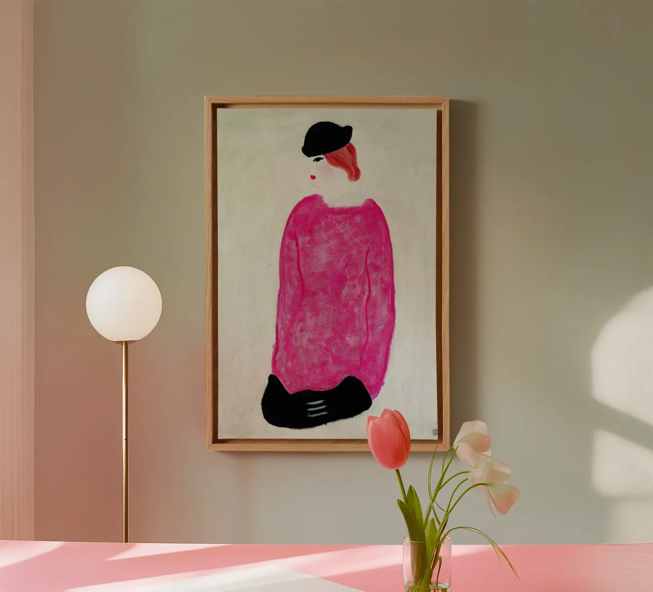 Woman in Red – Chang Yu (Sanyu) canvas with Floater frame by Classic Art Prints