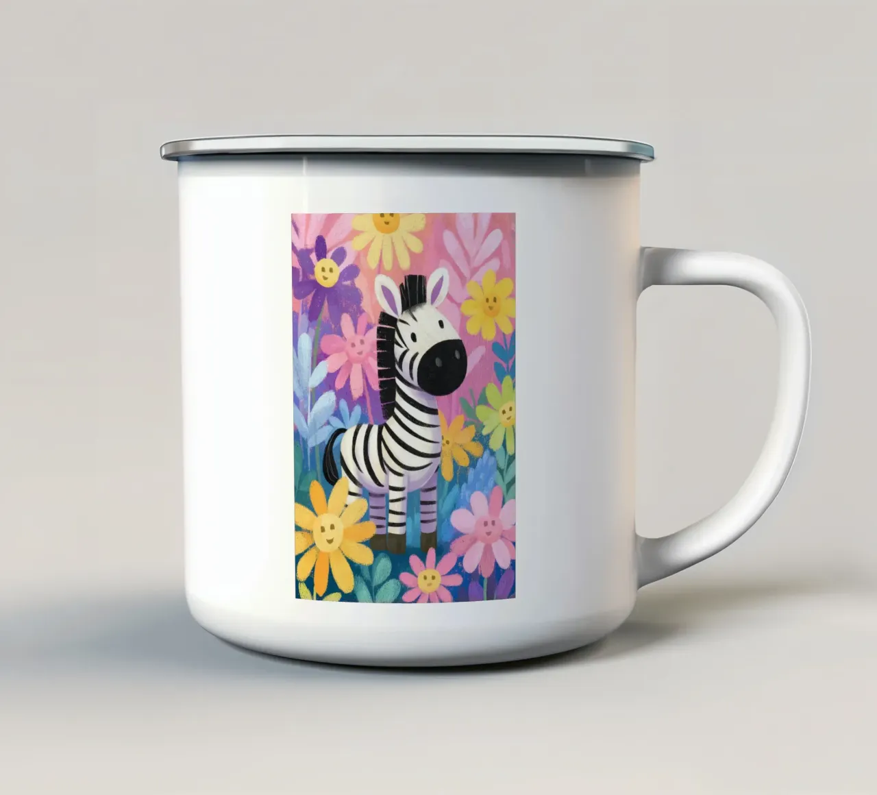 Zara the Zebra in Flowerland tazza in smalto da Kiara