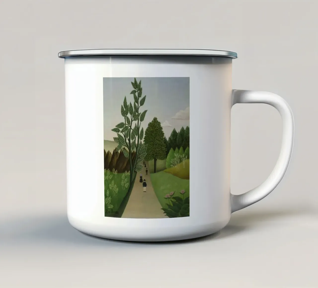 strada in mezzo alle colline tazza in smalto da taylor shop