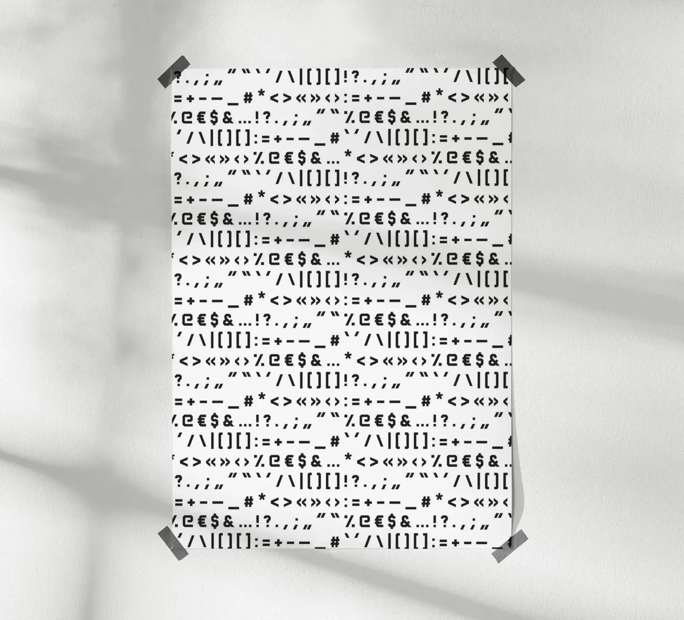 Typography Special Characters Pattern (White Background) poster van kathrinmay
