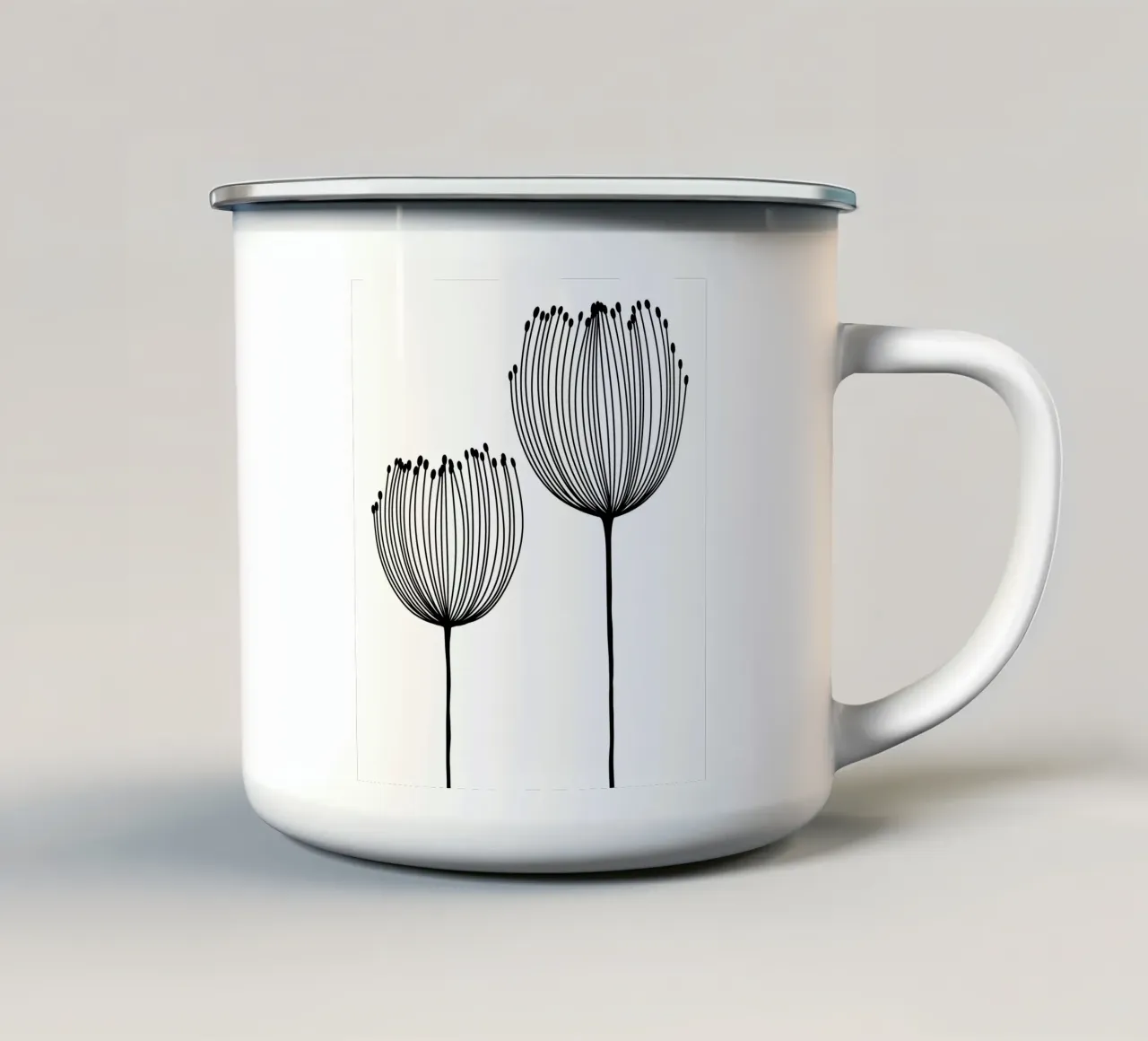 Zwei Wildblumen - Linienzeichnung Line Art tazza in smalto da BAINAI