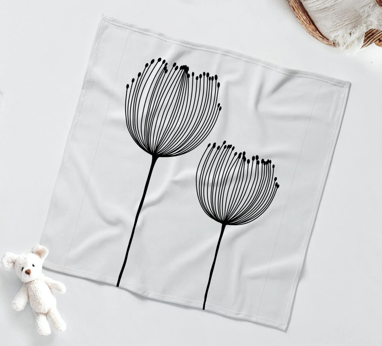 Zwei Wildblumen - Linienzeichnung Line Art coperta in pile da BAINAI