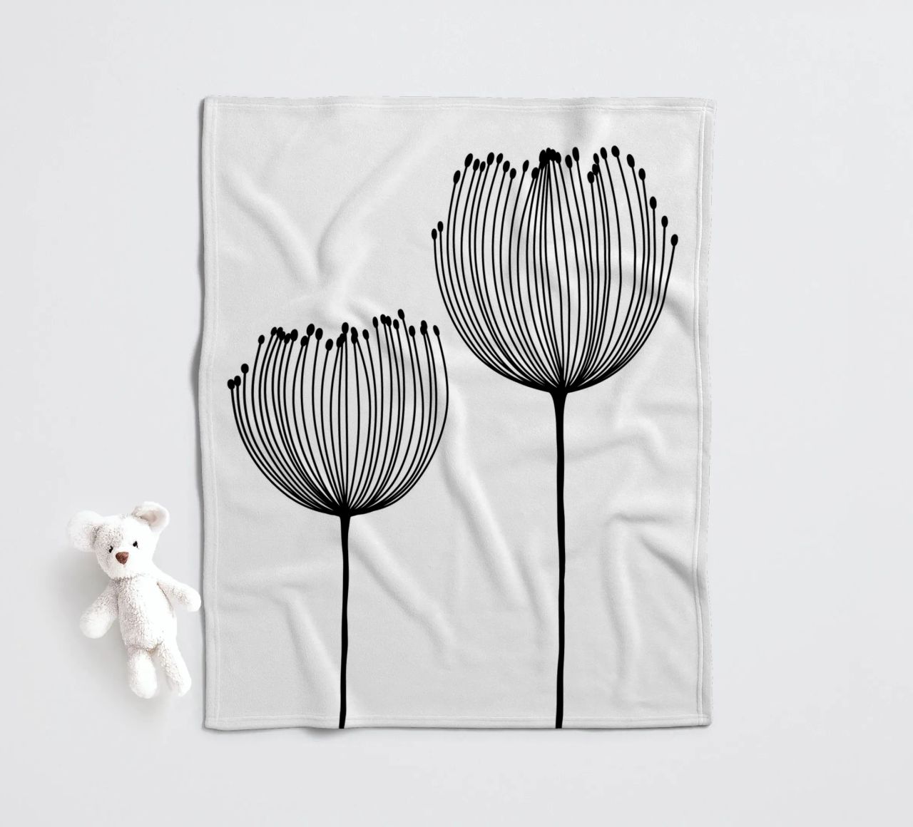 Zwei Wildblumen - Linienzeichnung Line Art coperta in pile da BAINAI