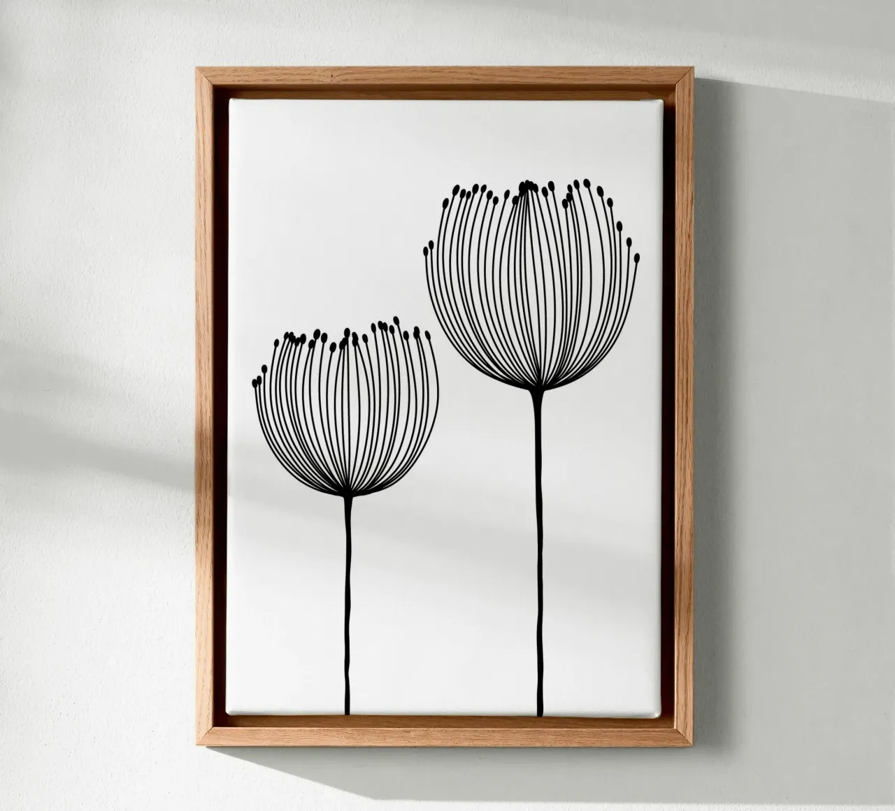 Zwei Wildblumen - Linienzeichnung Line Art tela con Cornice a cassetta da BAINAI