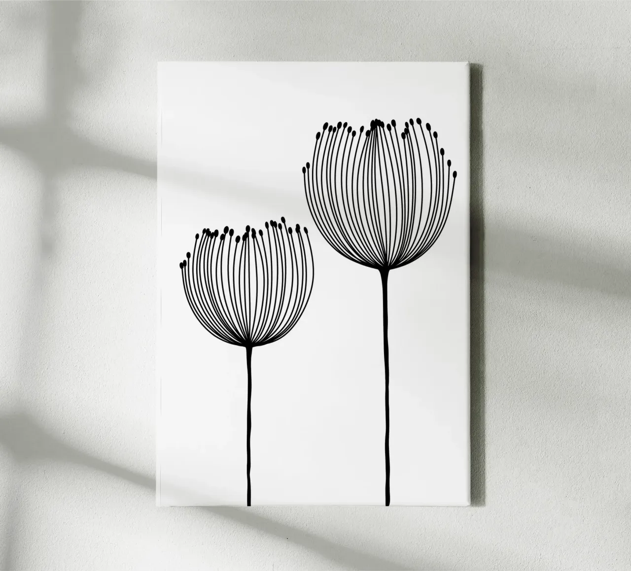 Zwei Wildblumen - Linienzeichnung Line Art tela con Cornice a cassetta da BAINAI