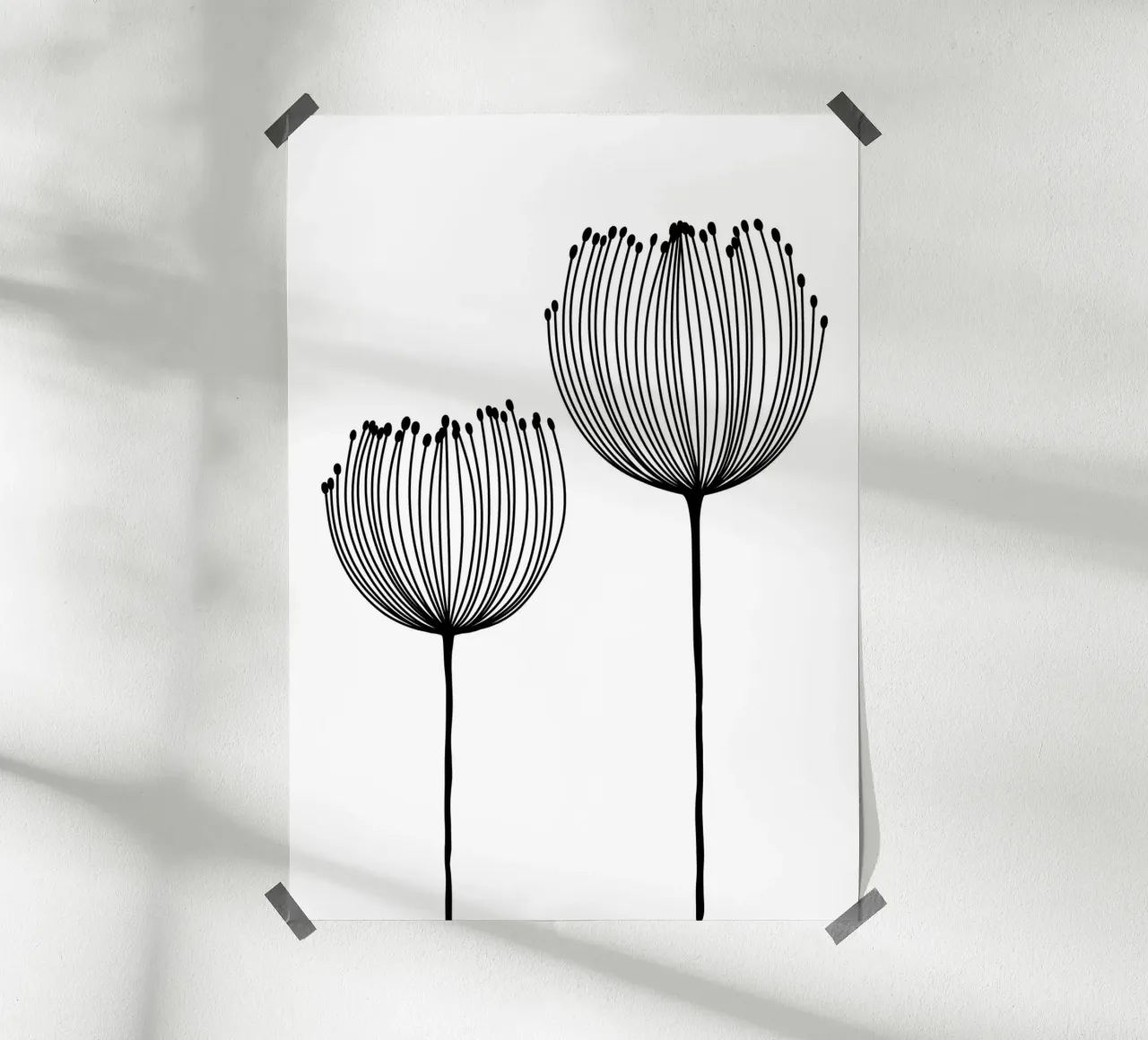 Zwei Wildblumen - Linienzeichnung Line Art poster da BAINAI