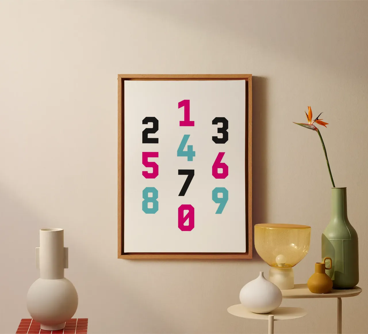 Typography Numbers #1 Leinwand mit Schattenfugenrahmen von kathrinmay