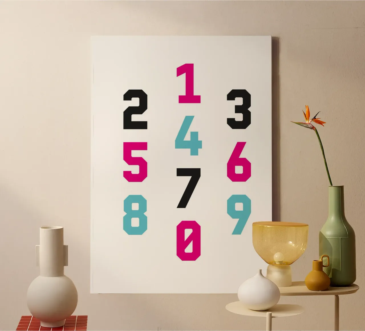 Typography Numbers #1 Leinwand mit Schattenfugenrahmen von kathrinmay