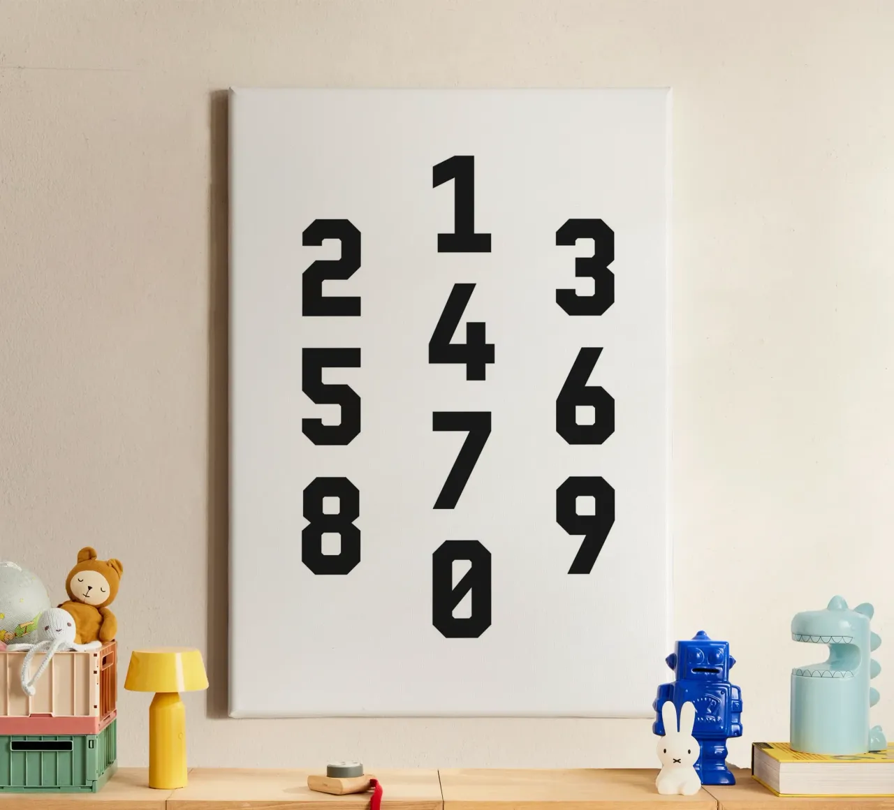 Typography Numbers #2 tela con Cornice a cassetta da kathrinmay