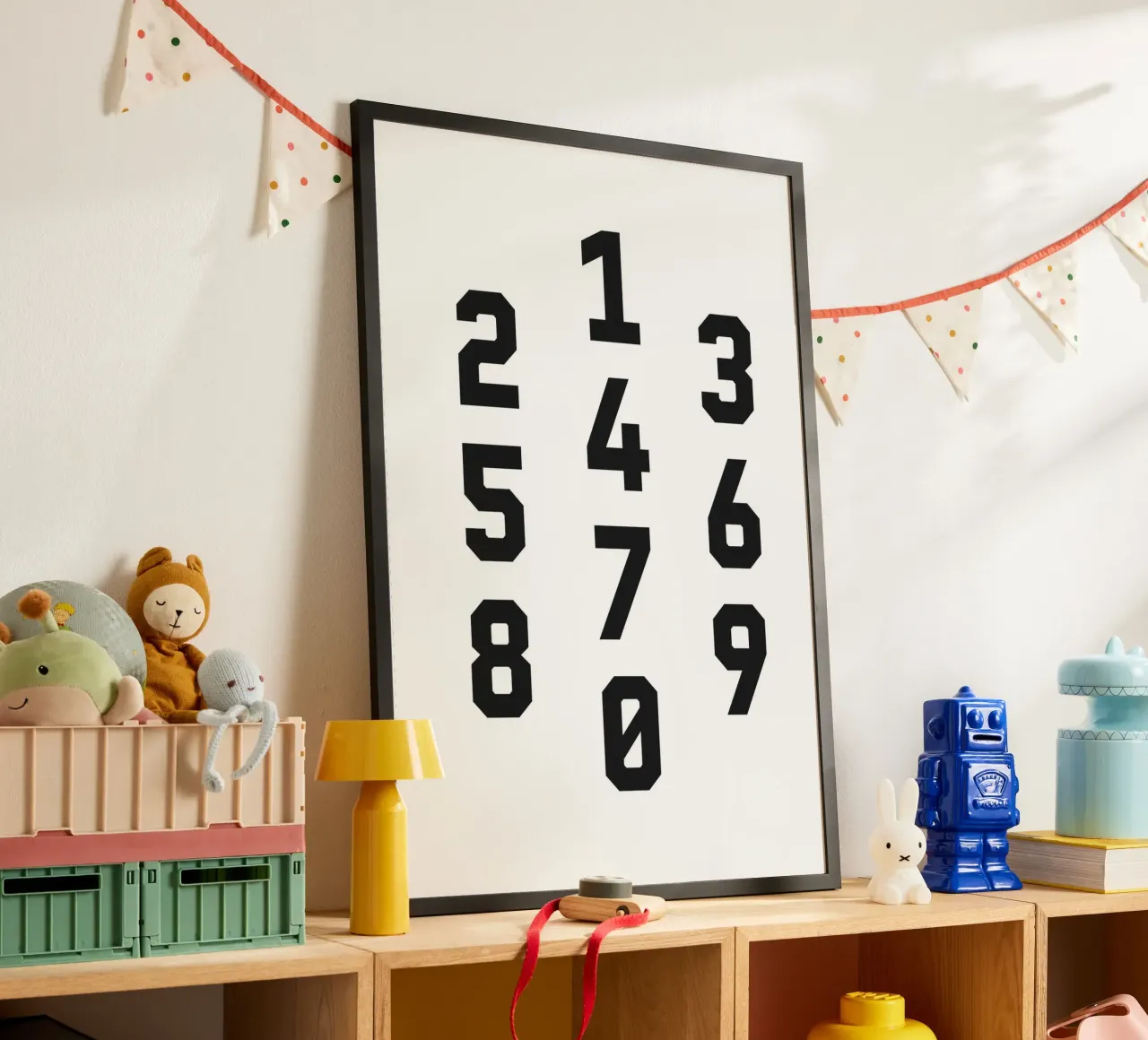 Typography Numbers #2 poster con telaio in alluminio da kathrinmay