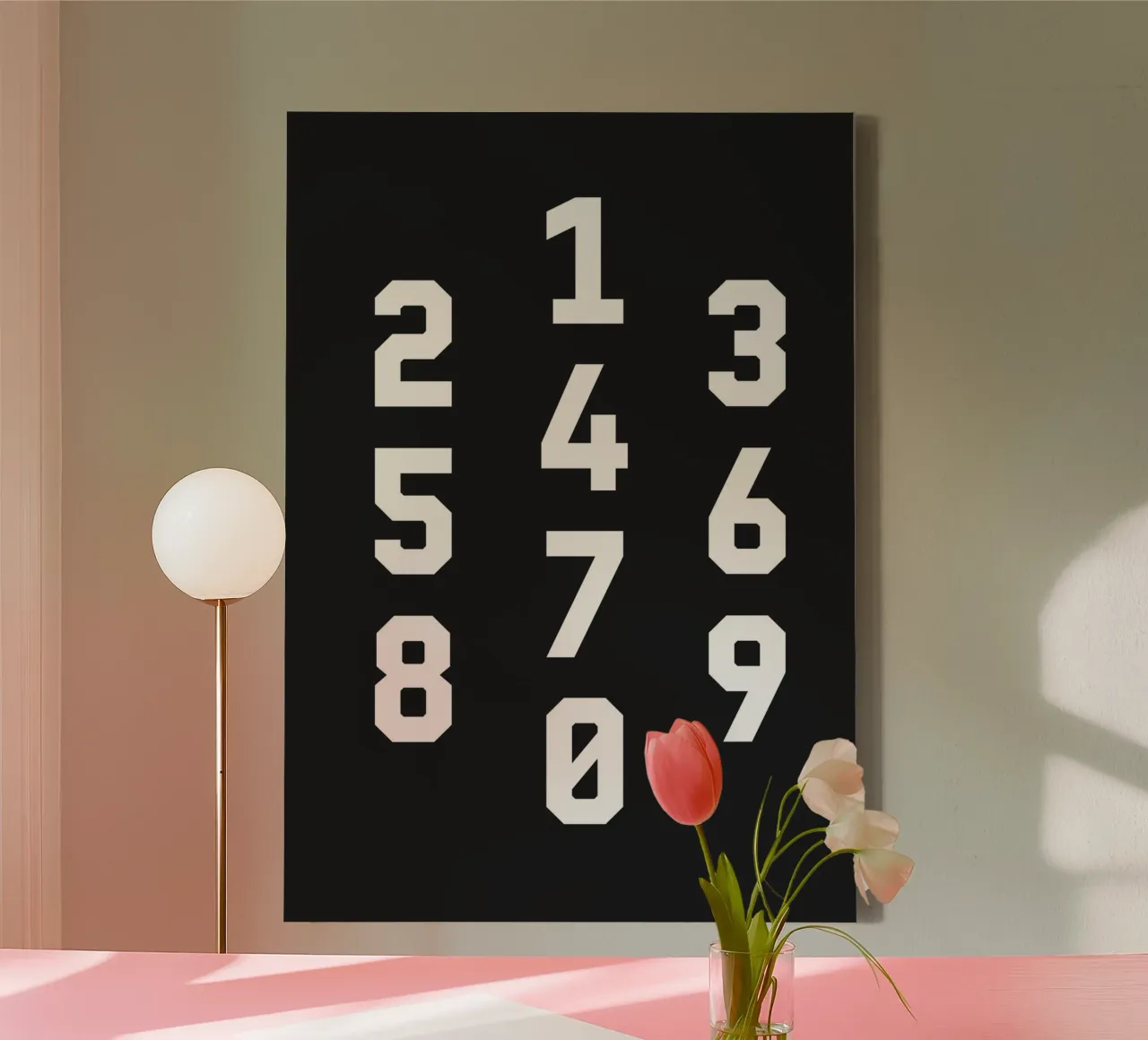 Typography Numbers #3 canvas met Baklijst van kathrinmay