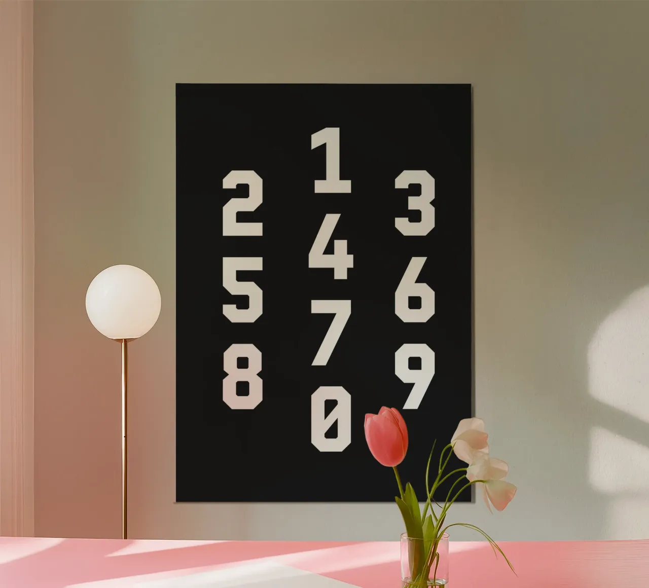 Typography Numbers #3 poster con telaio in alluminio da kathrinmay
