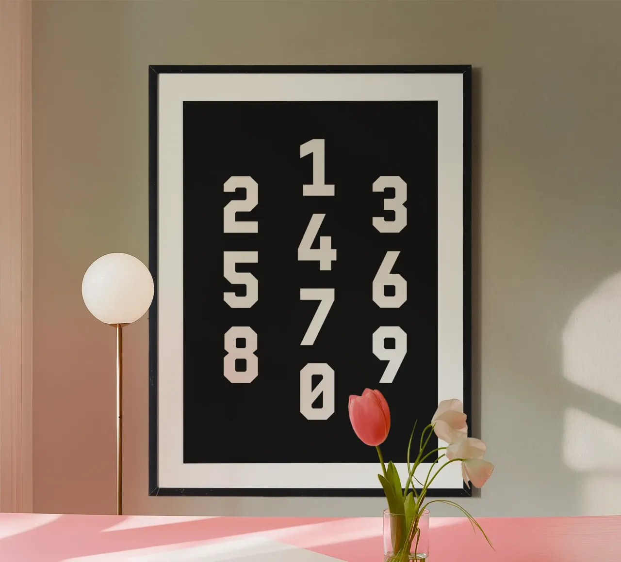 Typography Numbers #3 poster con telaio in alluminio da kathrinmay