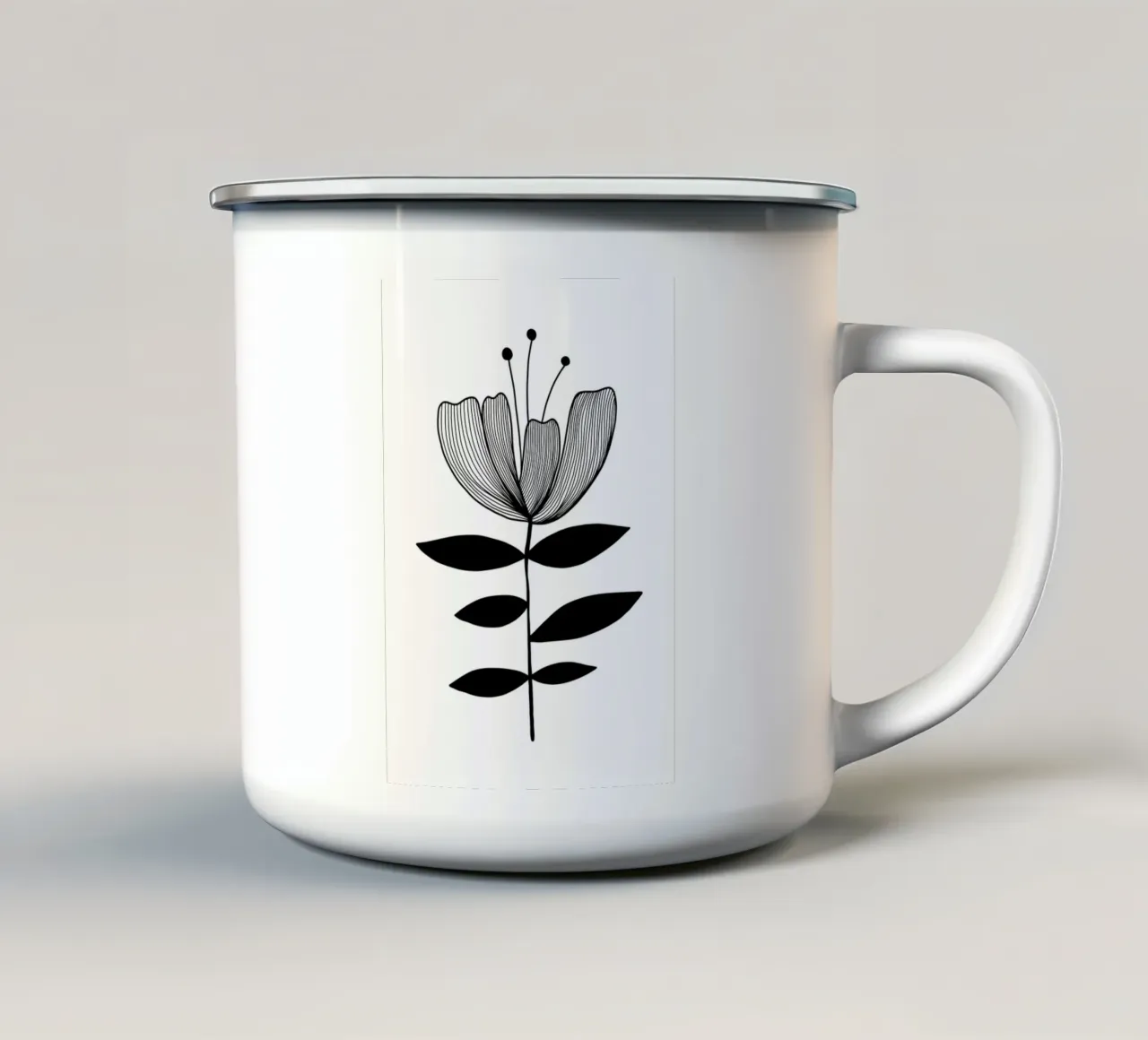 Wild Tulip - Mid Century Linienzeichnung tazza in smalto da BAINAI