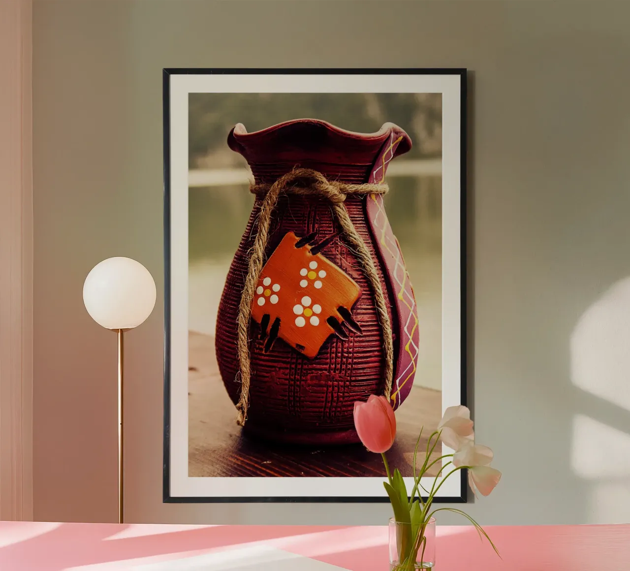Vaso in terracotta nei toni caldi del rosso poster da jay